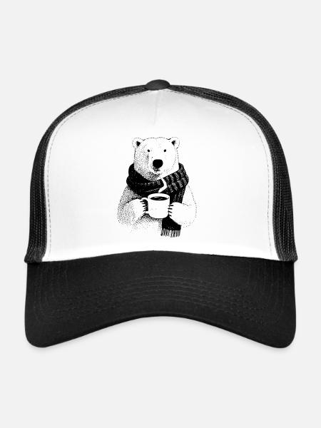 Coffee Polar Bear - Trucker Cap - white/black - Front