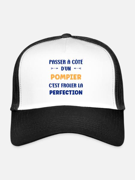 pompier - Casquette trucker  - blanc/noir - Devant