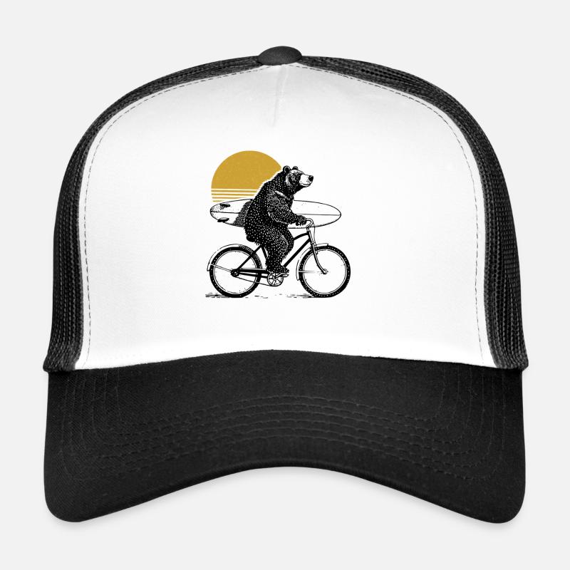 Surfer Bär - Trucker Cap - Weiß/Schwarz