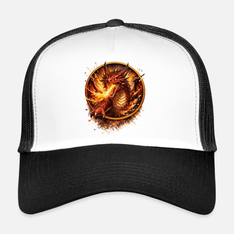 Dragon de Feu dans le Cercle des Flammes Casquette trucker