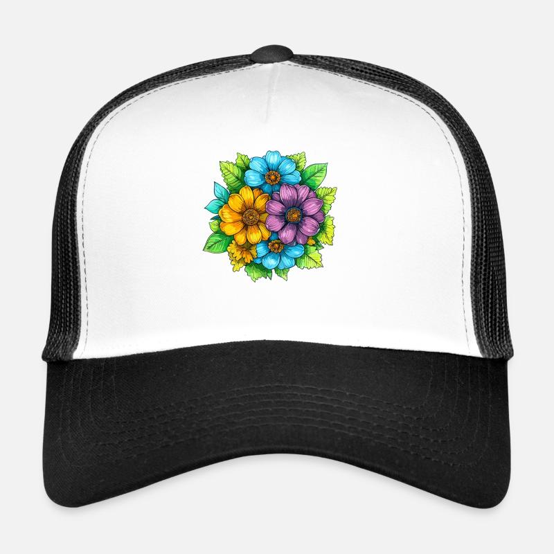 Lebendige Farbblumen Bouquet Trucker Cap