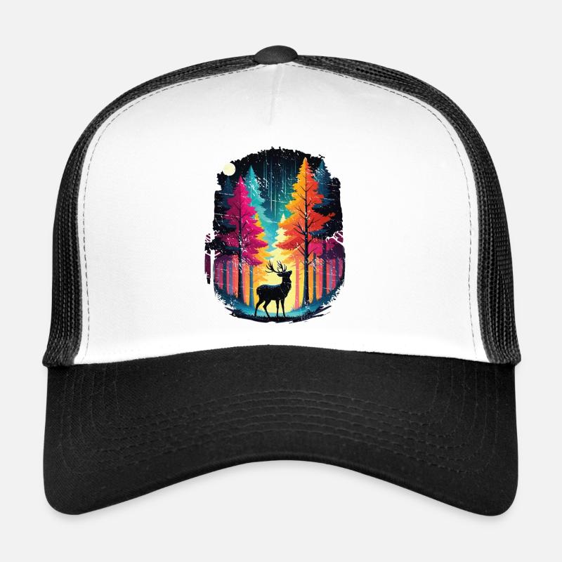 Regenbogenwald und leuchtende Hirsche Trucker Cap