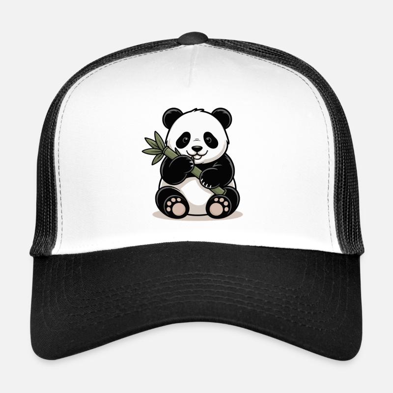 Panda avec un bâton de bambou Casquette trucker 