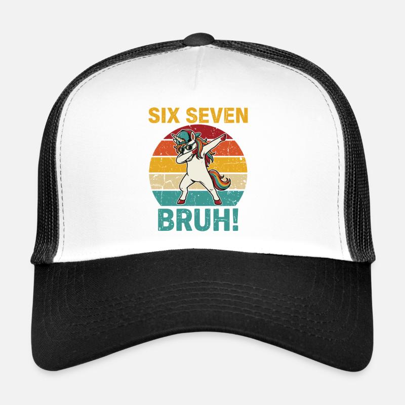 Six Seven Bruh! – Cool dabbing unicorn meme Trucker Cap
