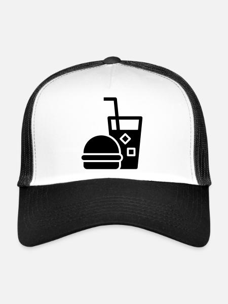 Restauration rapide, burgers, food trucks - Casquette trucker  - blanc/noir - Devant