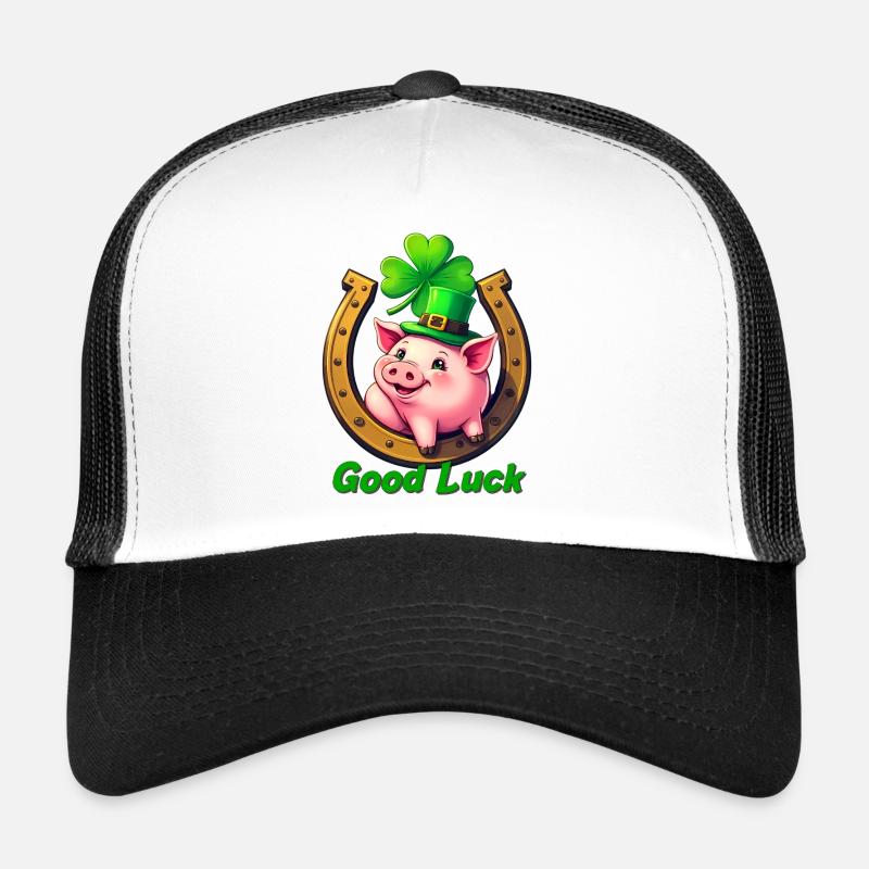 Glücks-Schwein mit Kleeblatt Trucker Cap
