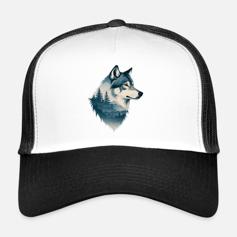 Blauer Wolf im Wald Trucker Cap