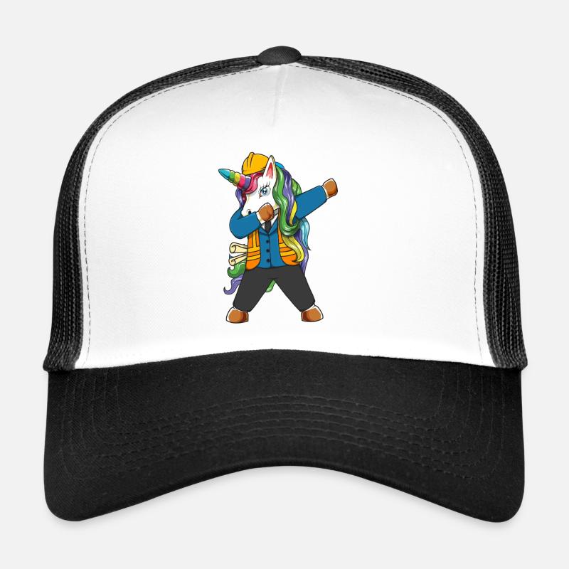 Dabbing Unicorn Ingenieur Bauarbeiter - Trucker Cap - Weiß/Schwarz