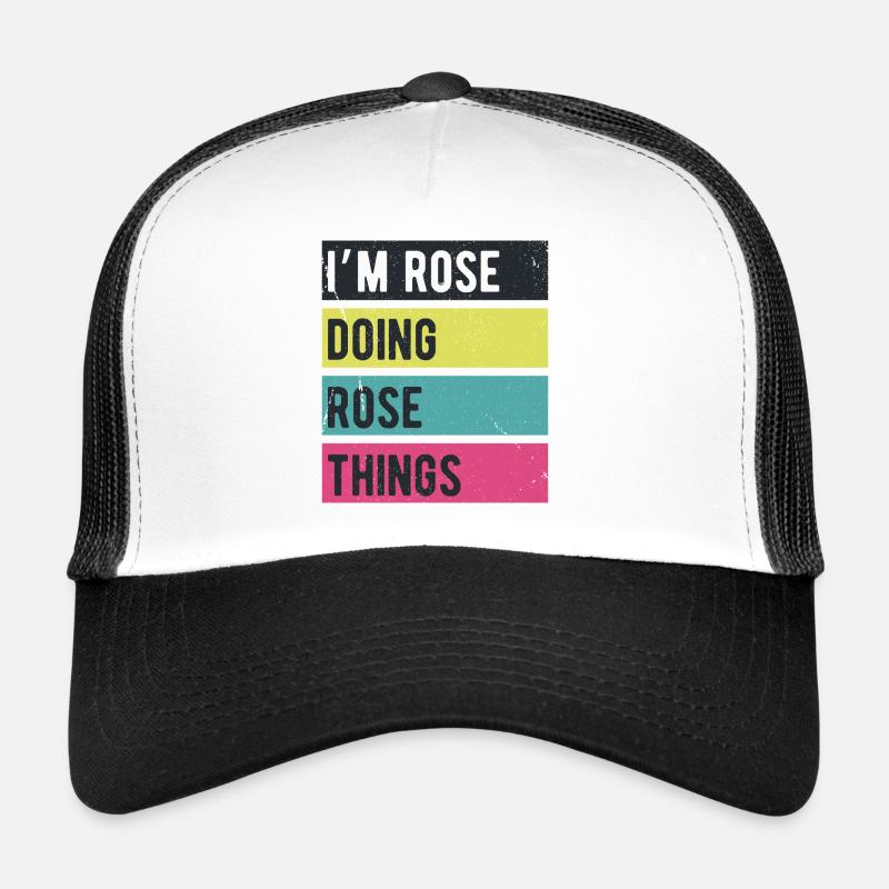 Ich bin Rose und mache Rose Things Retro-Farben Trucker Cap