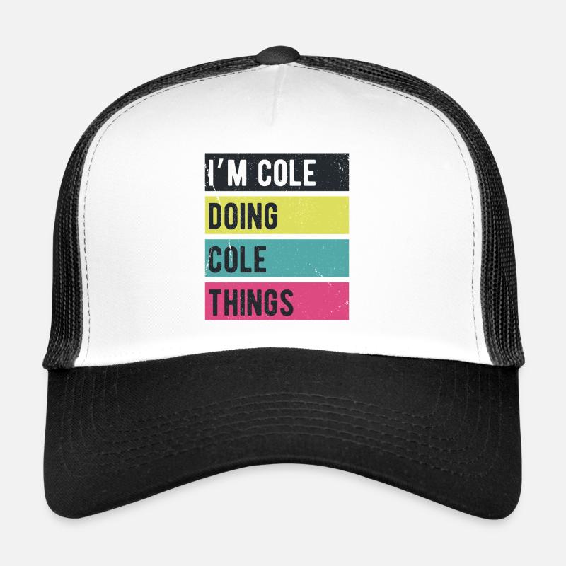 Ich bin Cole und mache Cole Things Retro-Farben Trucker Cap