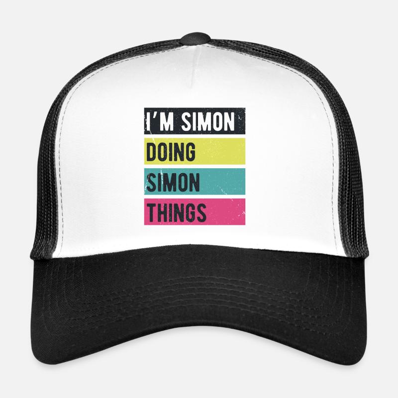 Je suis Simon qui fait des couleurs rétro de Simon Things Casquette trucker 