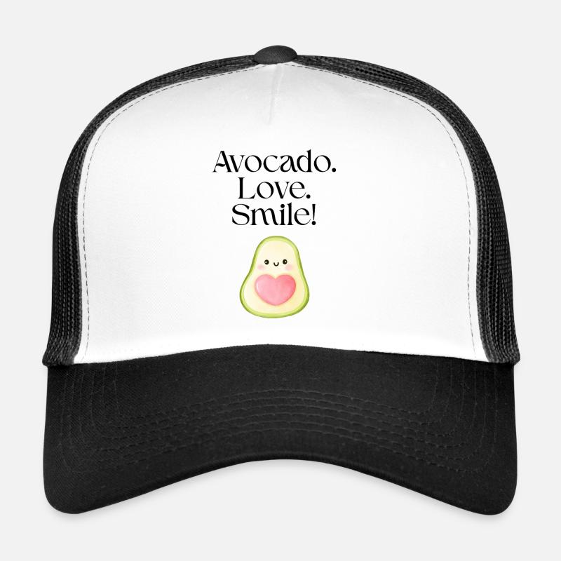 Avocado Love Smile - Trucker Cap - Weiß/Schwarz