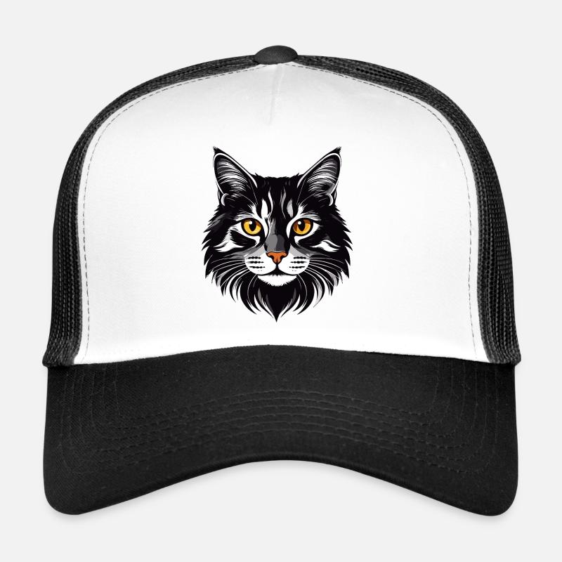 Motif de la tête de chat à poils longs et à poils de chat Casquette trucker 