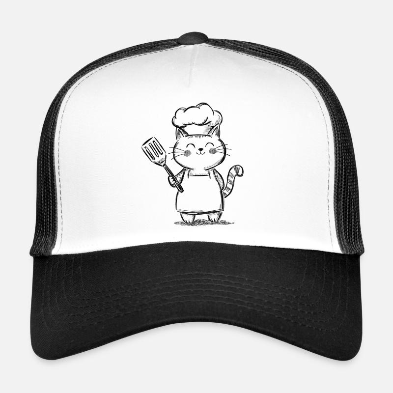 Chat mignon dans la cuisine - Dessin de Chef Chat Casquette trucker 