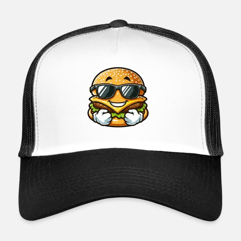 Cool Burger mit Sonnenbrille Thumbs Up Grunge Trucker Cap