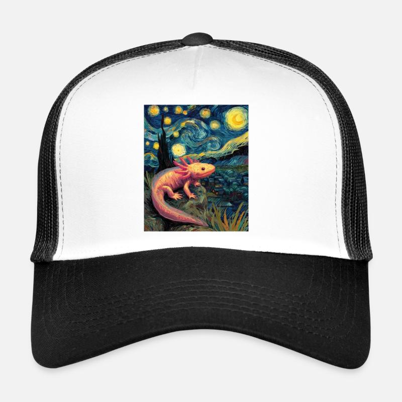 Axolotl Van Gogh Starry Night - Trucker Cap - Weiß/Schwarz