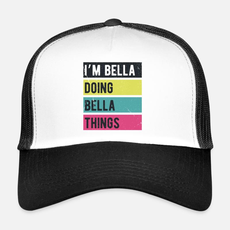 Ich bin Bella und mache Bella-Dinge Retro-Farben Trucker Cap