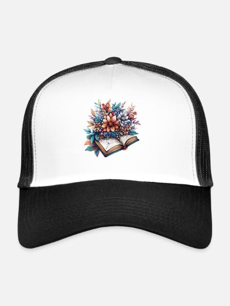 Récolte de fleurs tirée du livre - Casquette trucker  - blanc/noir - Devant