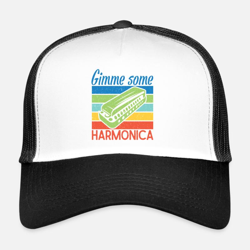 Funny Harmonica Player Gimme Some Harmonica Trucker Cap