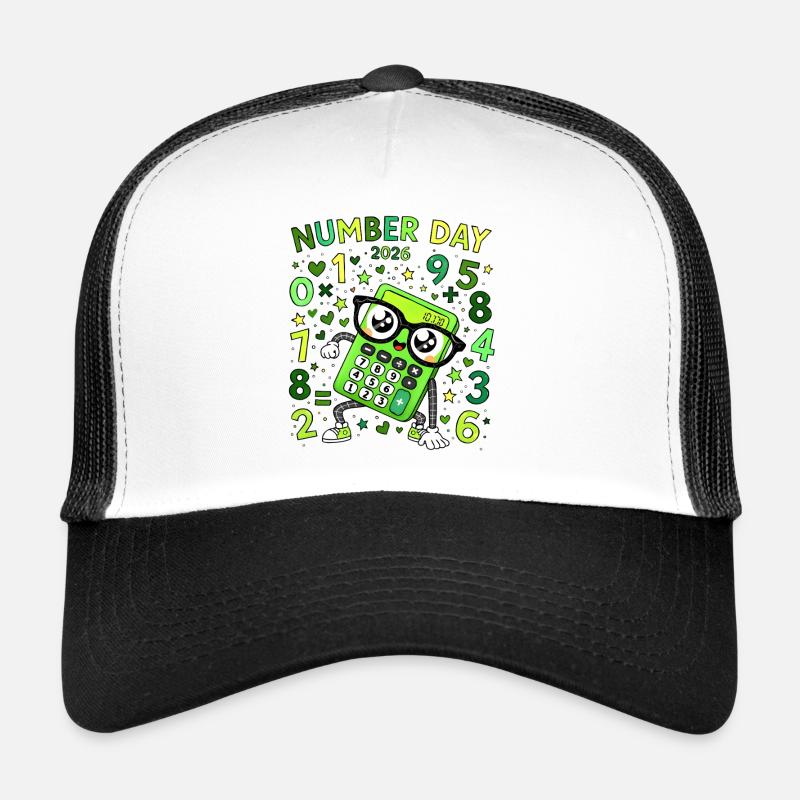 Nummer Tag 2026 Neon-Rechner Held - Trucker Cap - Weiß/Schwarz