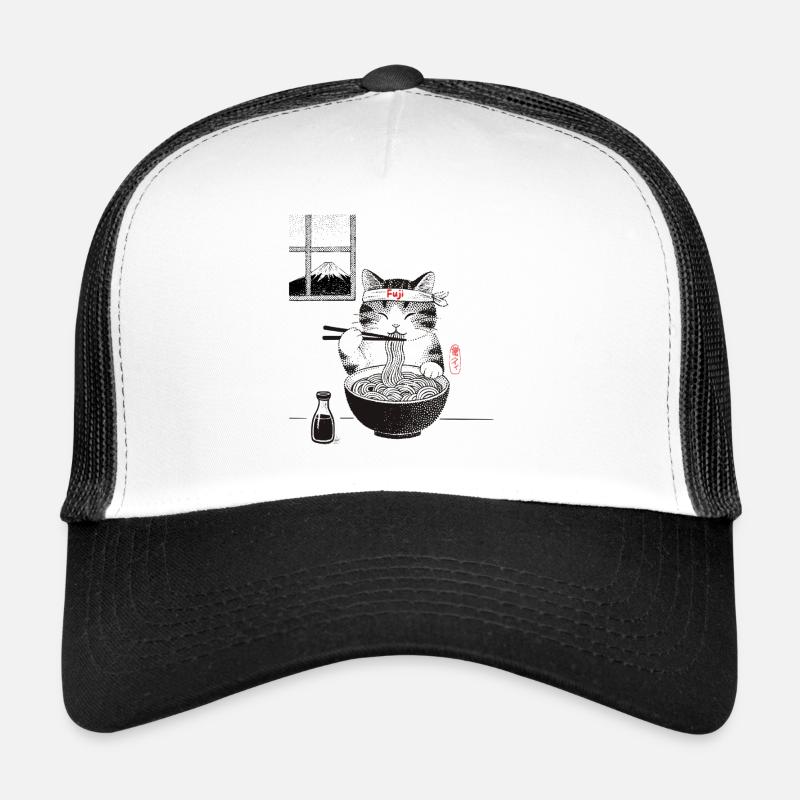 Fuji Ramen Katze - Trucker Cap - Weiß/Schwarz