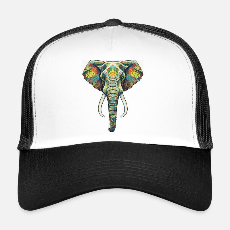 Éléphant fleur coloré Casquette trucker 