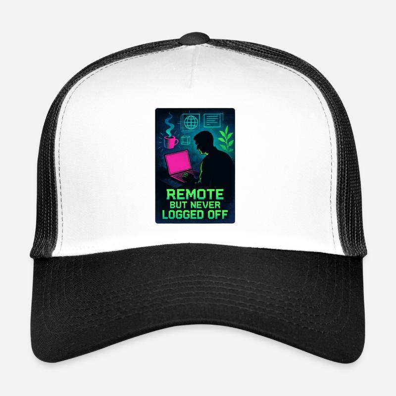 Télétravailleur Connecté H24 Design Néon Cyber Casquette trucker 