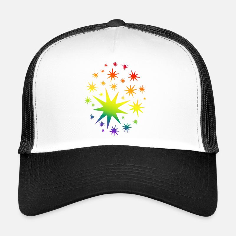 Dégradé arc-en-ciel des étoiles colorées Casquette trucker 