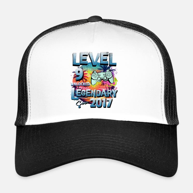 Level 9 years Unlocked since 2017 Birthday Trucker Cap