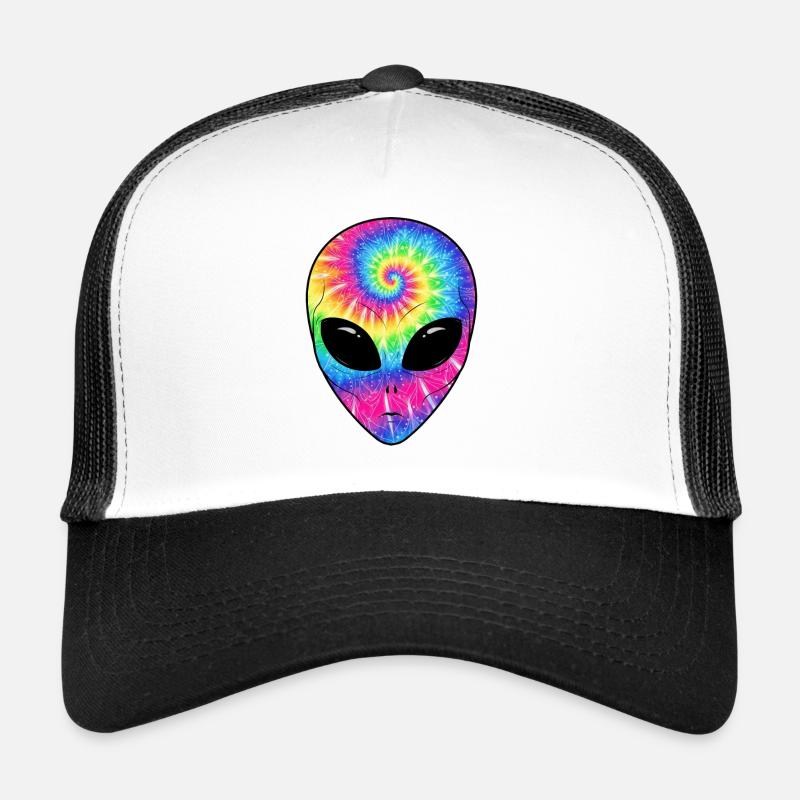 Psychedelisches Batik-Alien-Gesicht Trucker Cap