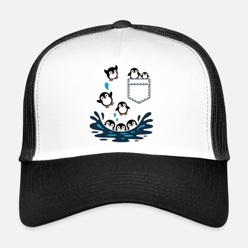 Penguin Jump Into The Water Pocket Design Trucker Cap