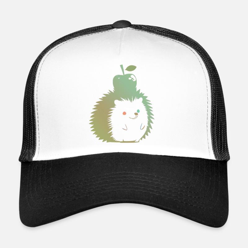 Pastel Hedgehog with Apple - Trucker Cap - white/black