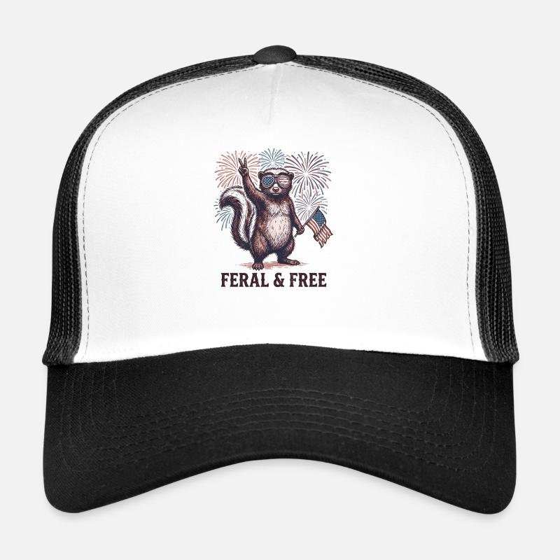 Wildes und freies Eichhörnchen – Lustiges patrioti - Trucker Cap - Weiß/Schwarz
