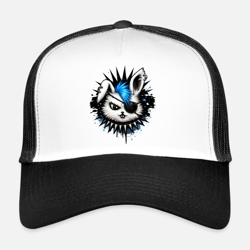 Punk rabbit with mohawk and eyepatch Trucker Cap