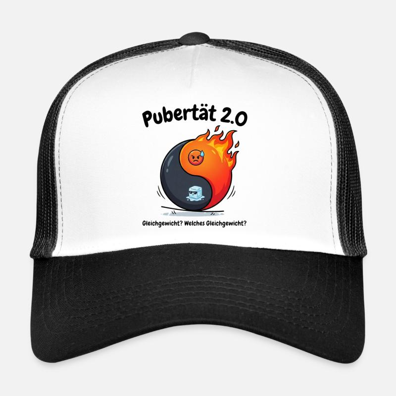 Pubertät 2.0 - Menopause Yin Yang & Gleichgewicht - Trucker Cap - Weiß/Schwarz