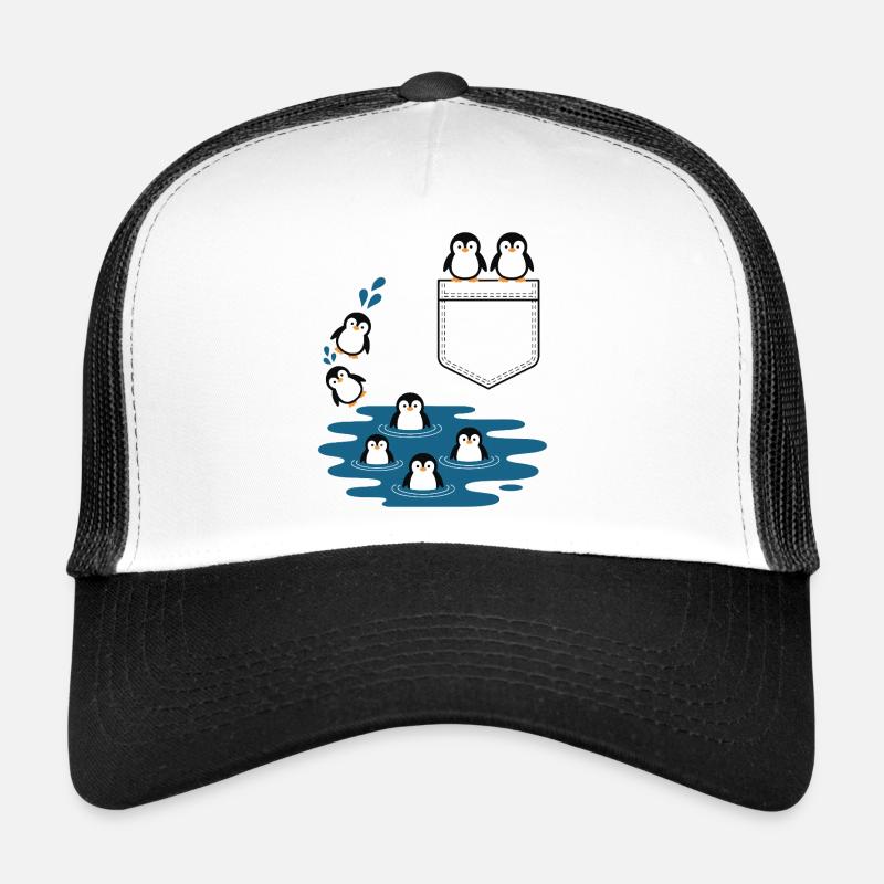 Pinguin Sprung ins Wasser Pocket Design Trucker Cap