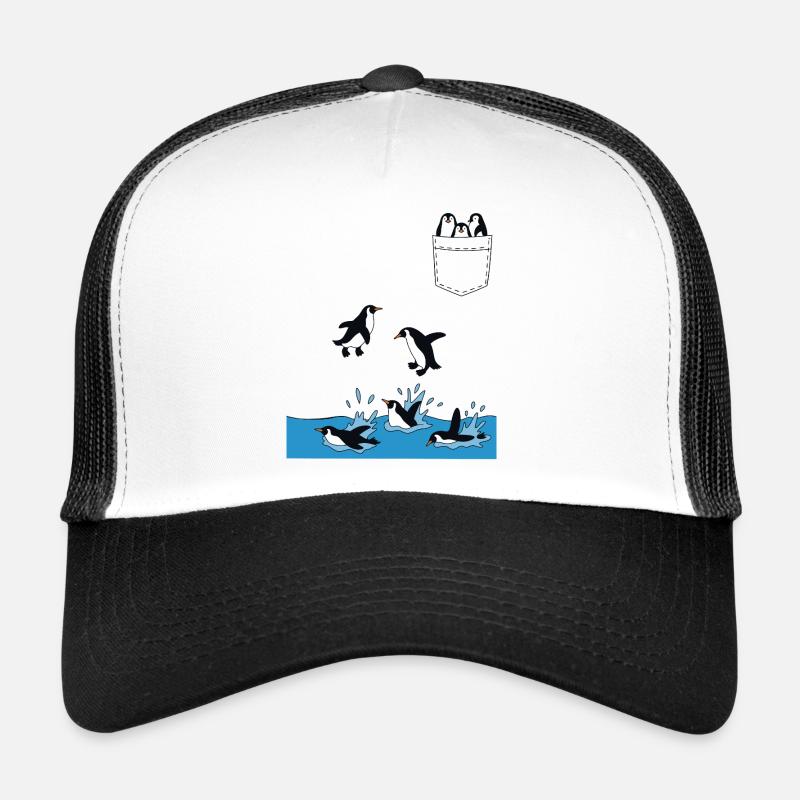 Pinguin Sprung ins Wasser Pocket Design Trucker Cap