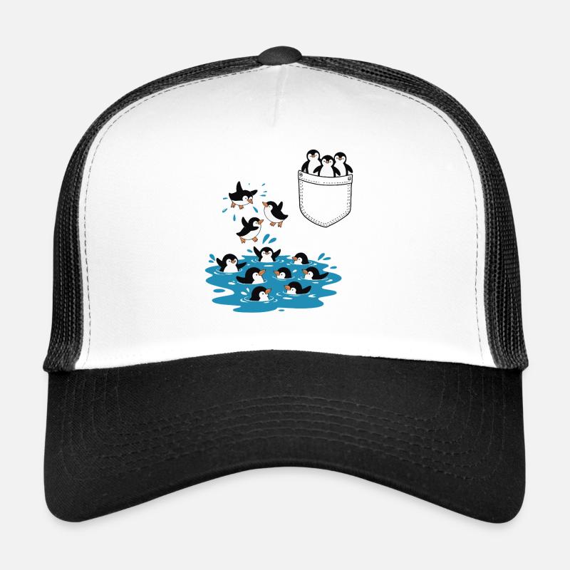 Penguin Jump Into The Water Pocket Design Trucker Cap