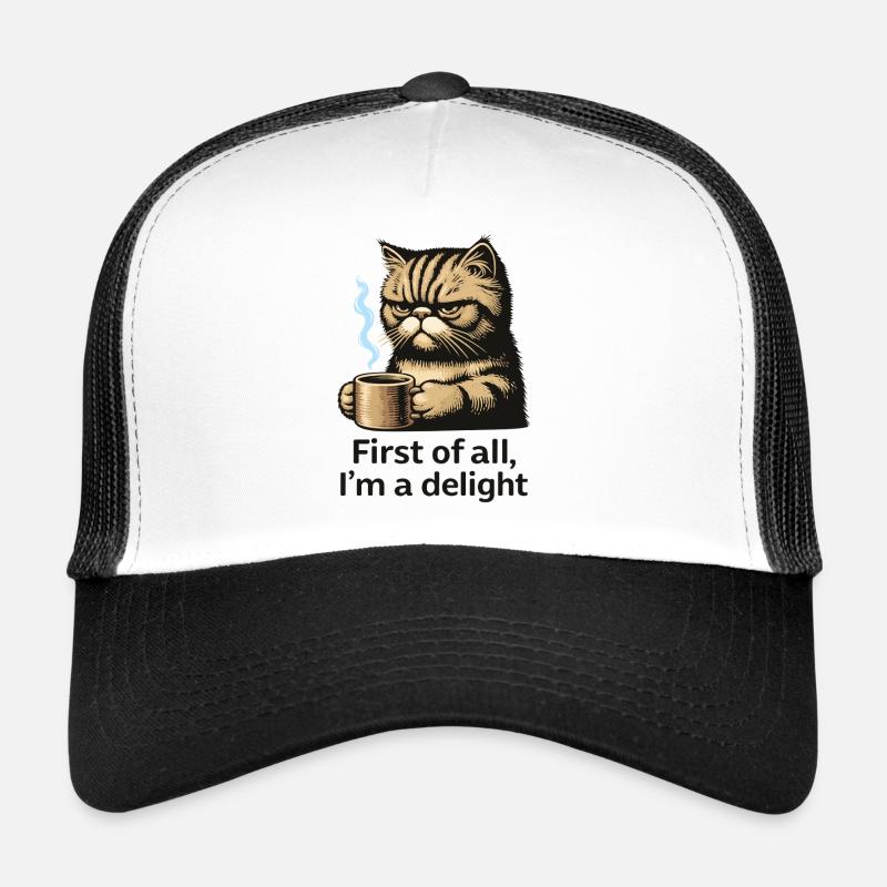 Katze und Kaffee: erste Köstlichkeit - Trucker Cap - Weiß/Schwarz