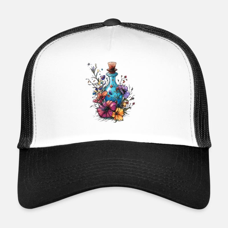 Bouteille de fleurs en pleine explosion de couleurs Casquette trucker 