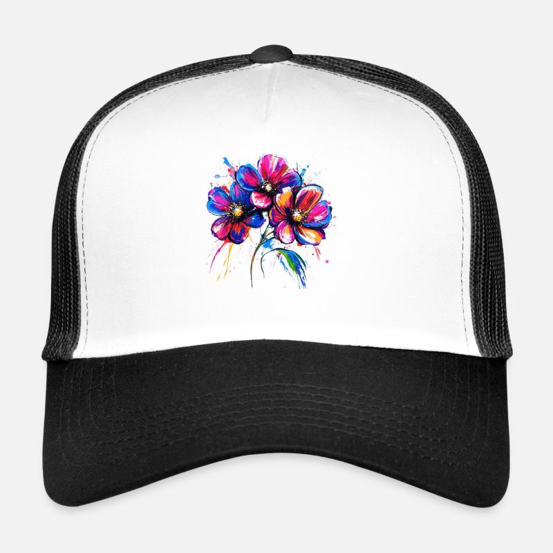 Explosion colorée de motifs floraux Casquette trucker 