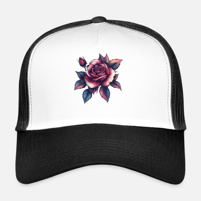 Night Rose Rose Motif Trucker Cap