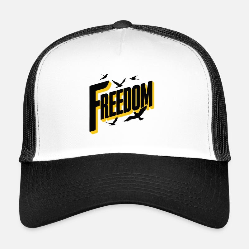 Typographie audacieuse de la liberté avec des oiseaux Casquette trucker 