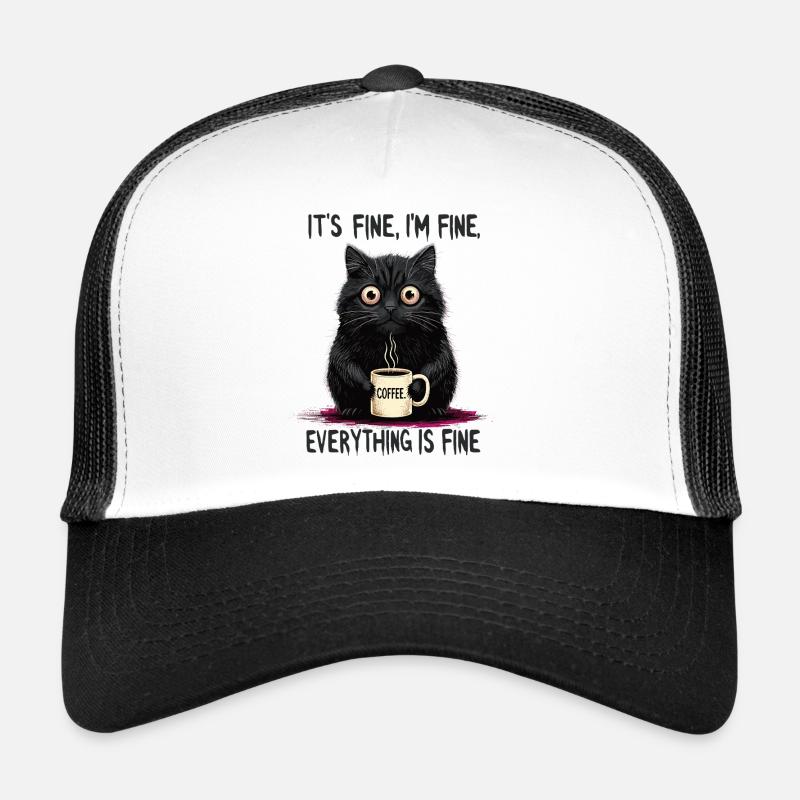 Ça va, je vais bien de l’humour de chat au café Casquette trucker 