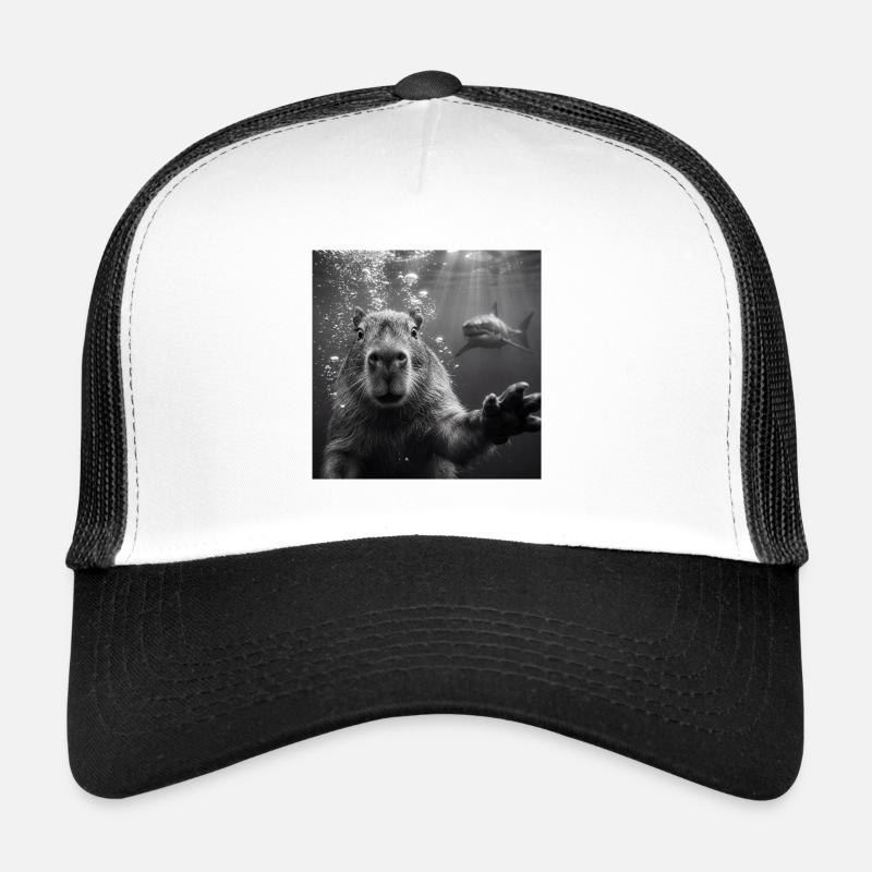 Selfie de capybara sous l’eau avec un requin Casquette trucker 