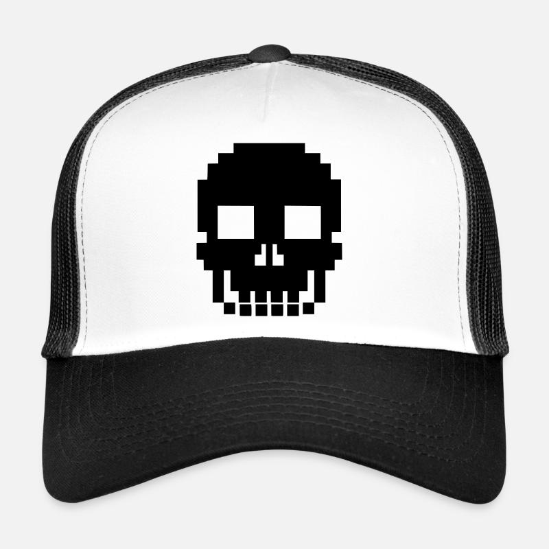 Fin de jeu rétro de Pixel Totenkopf Skull Casquette trucker 