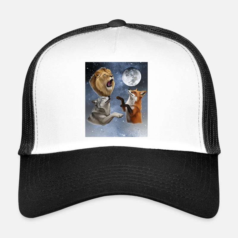 Loup, renard et lion hurlent aux animaux de la lune Casquette trucker 