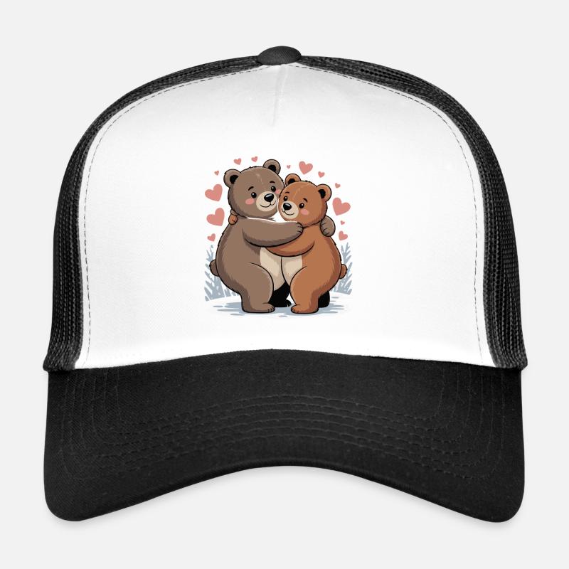 Two bears hug with hearts Trucker Cap