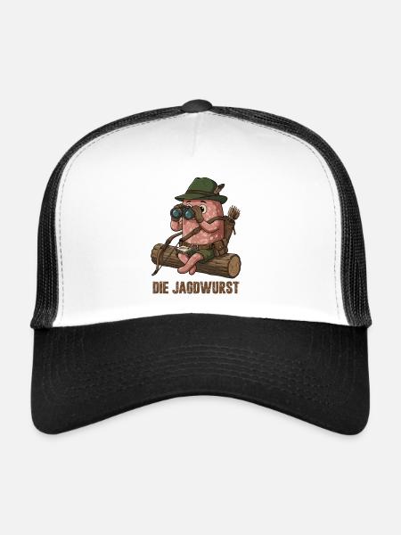 Le dessin animé Hunting Sausage Hunter Humor - Casquette trucker  - blanc/noir - Devant