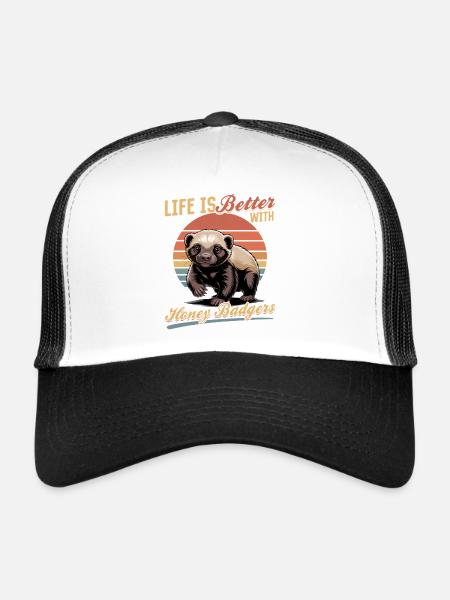 Blaireau drôle - Casquette trucker  - blanc/noir - Devant